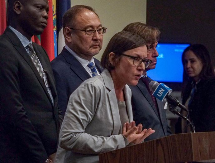 Archivo - September 27, 2024, New York, New York, USA: MIRJANA SPOLJARIC EGGER, President of the International Committee of the Red Cross (ICRC) briefs press on the fourth day of the High Level week and General Debate of the 79th UN General Assembly at th