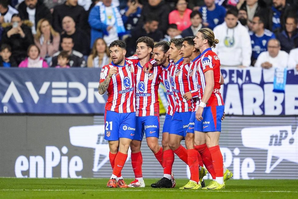 Antoine Griezmann of Atletico de Madrid celebrates a goal during the Spanish Cup, Copa del Rey, round of 32 football matchplayed between Marbella FC and Atletico de Madrid at La Rosaleda stadium on January 4, 2025, in Malaga, Spain.