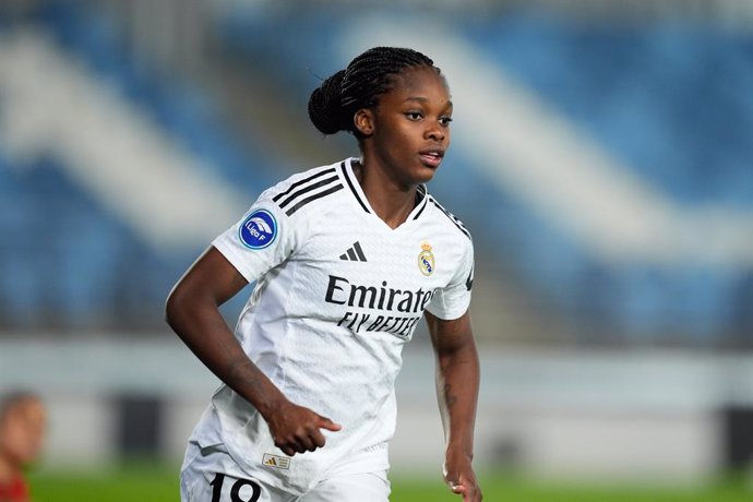 Linda Caicedo of Real Madrid in action during the Spanish Women League, Liga F, football match played between Real Madrid and Sevilla FC at Alfredo Di Stefano stadium on December 7, 2024, in Valdebebas, Madrid, Spain.