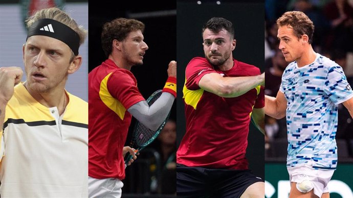 Los tenistas españoles Alejandro Davidovich, Pablo Carreño, Pedro Martínez y Roberto Carballés.