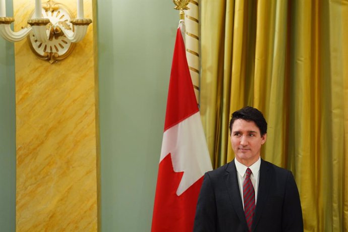 December 20, 2024, Ottawa, On, Canada: Prime Minister Justin Trudeau looks on during a cabinet swearing-in ceremony at Rideau Hall in Ottawa on December 20, 2024.