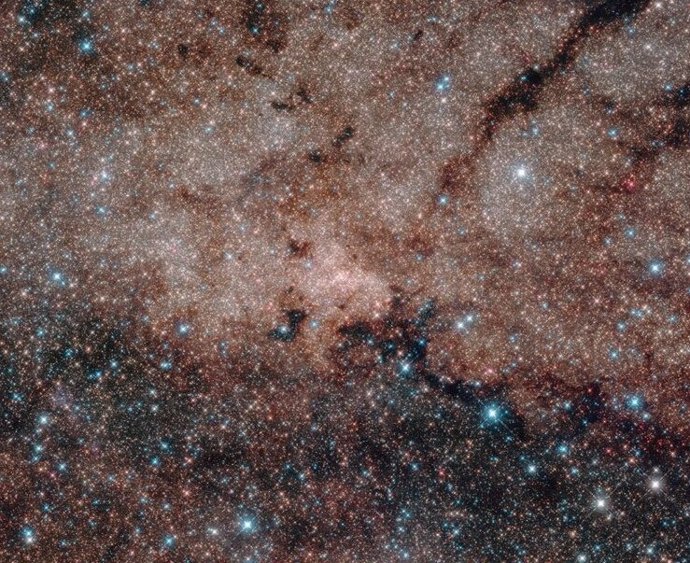 Una imagen de una porción densa y rica en estrellas de nuestra galaxia, la Vía Láctea, tomada por el telescopio espacial Hubble.