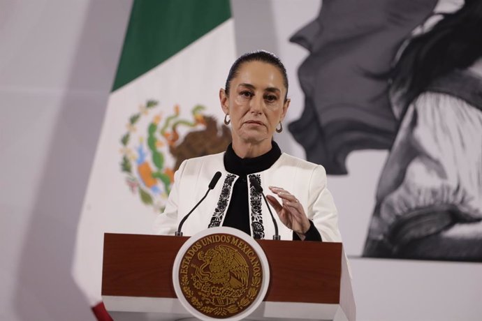 02 January 2025, Mexico, Mexico City: Mexican President Claudia Sheinbaum speaks during a briefing conference at National Palace. Photo: Luis Barron/eyepix via ZUMA Press Wire/dpa