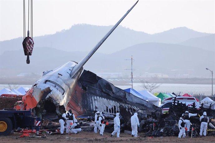 Imagen de archivo del avión estrellado en el aeropuerto de Muan, en Corea del Sur.