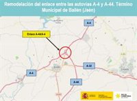 Licitada la redacción del proyecto para remodelar el enlace de las autovías A-4 y A-44 en Bailén (Jaén)