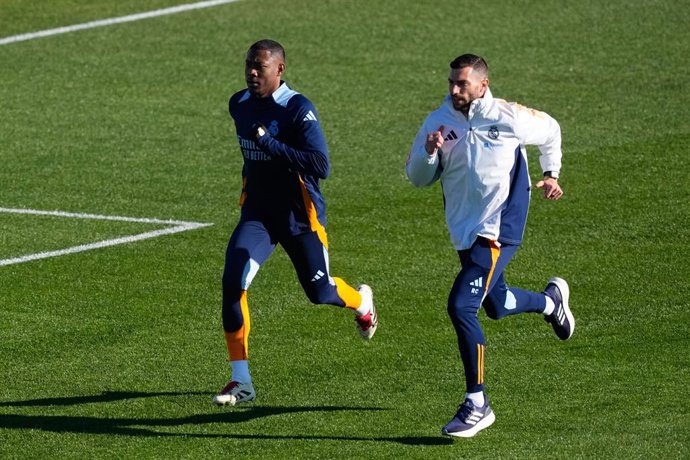 David Alaba during the last 2024 open doors training sassion of Real Madrid at Alfredo Di Stefano stadium on December 31, 2024, in Madrid, Spain.