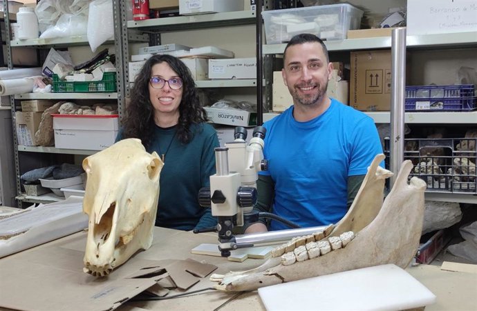 Los investigadores de la Universidad de Zaragoza Flavia Strani y Daniel DeMiguel.