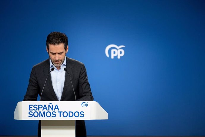 El vicesecretario de Cultura y portavoz del Partido Popular, Borja Sémper, durante una rueda de prensa posterior a la reunión del Comité de Dirección del Partido Popular, en la sede nacional del PP, a 7 de enero de 2024, en Madrid (España). 