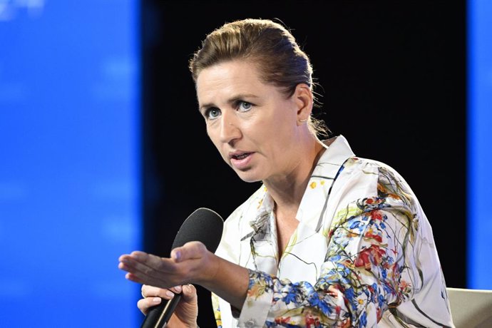 Archivo - 31 August 2024, Czech Republic, Prague: Prime Minister of Denmark Mette Frederiksen speaks during the 19th Annual Globsec Security Conference in Prague. Photo: Kamaryt Michal/CTK/dpa