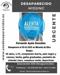 Localizado el varón desaparecido desde el domingo en Miranda de Ebro (Burgos)