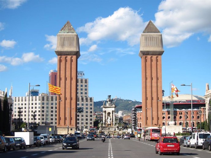 Archivo - Las torres venecianas de la plaza Espanya de Barcelona