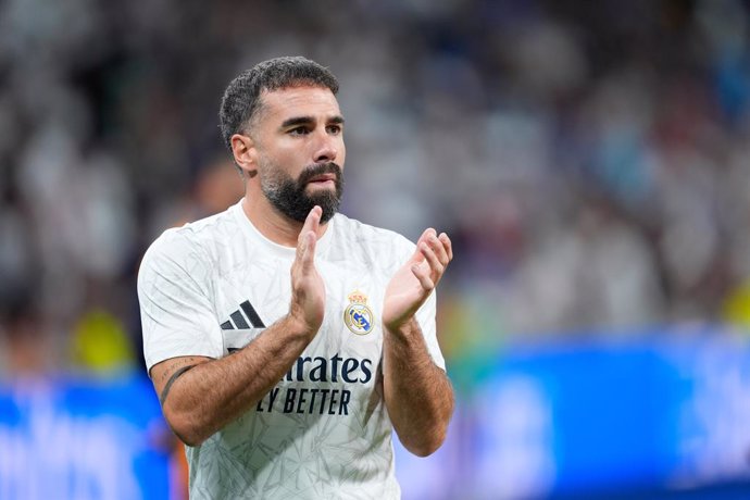 Archivo - Daniel Carvajal of Real Madrid gestures during the Spanish League, LaLiga EA Sports, football match played between Real Madrid and RCD Espanyol at Santiago Bernabeu stadium on September 21, 2024, in Madrid, Spain.