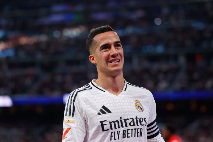 Lucas Vazquez of Real Madrid reacts during the Spanish League, LaLiga EA Sports, football match played between Real Madrid and Sevilla FC at Santiago Bernabeu stadium on December 22, 2024, in Madrid, Spain.