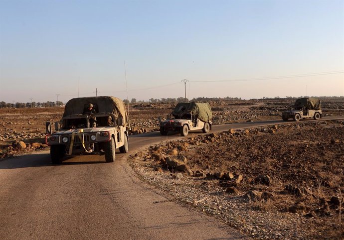 QUNEITRA, Dec. 19, 2024  -- Israeli troops are seen at a village near the administrative border between the provinces of Daraa and Quneitra, Syria, on Dec. 17, 2024.   Israeli tanks on Tuesday advanced into a Syrian village near the administrative border 