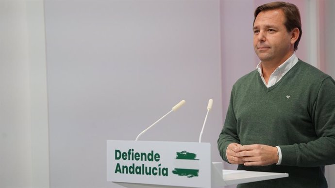 El secretario general del PP de Andalucía, Antonio Repullo, en una rueda de prensa.