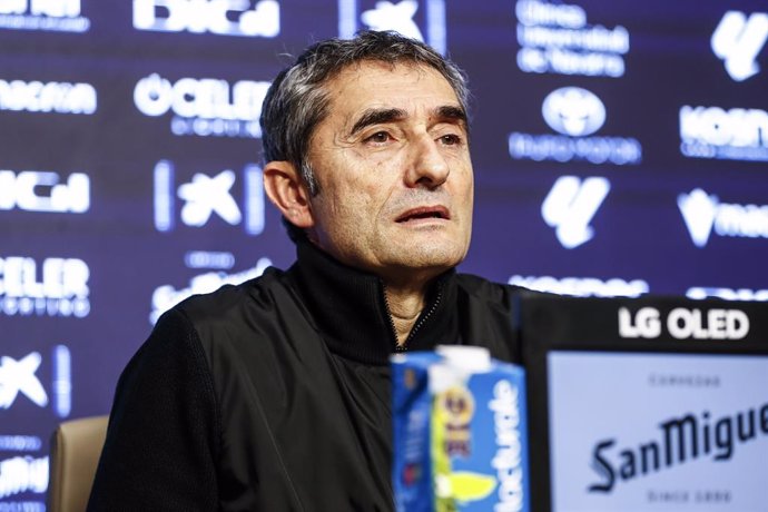 Ernesto Valverde, head coach of Athletic Club, attends his press conference after the Spanish League, LaLiga EA Sports, football match played between CA Osasuna and Athletic Club at El Sadar stadium on December 21, 2024 in Pamplona, Spain.