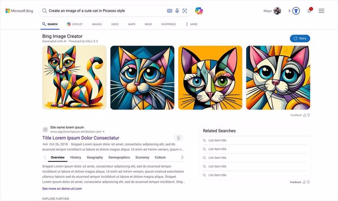 El generador de imágenes con IA Bing Image Creator.