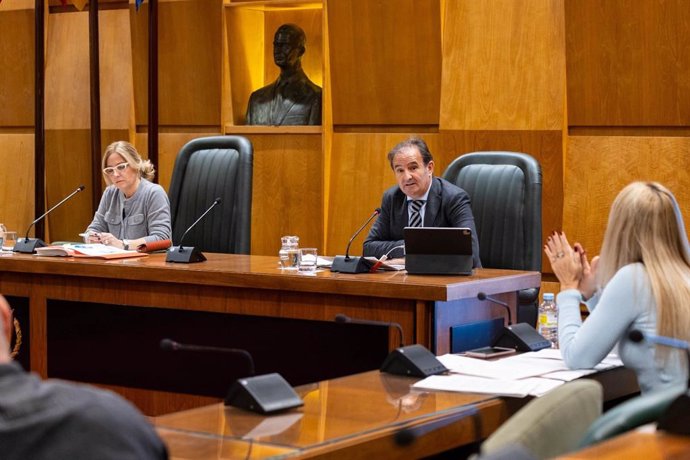 El consejero municipal de Presidencia, Relaciones Institucionales y Seguridad Ciudadana, Ángel Lorén, este jueves en la reunión de la Comisión de Presupuestos de Presidencia.