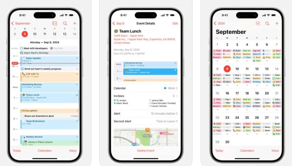 Interfaz de la 'app' Calendario