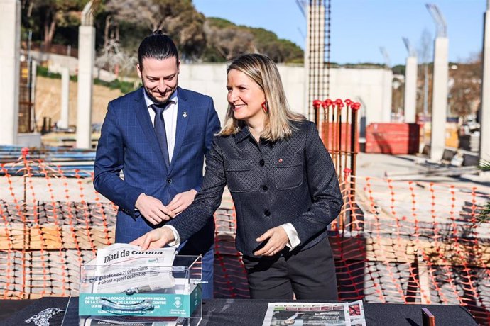 Martínez Bravo en el acto de colocación de la primera piedra de la futura Residencia y centro de día de Lloret de Mar (Girona).