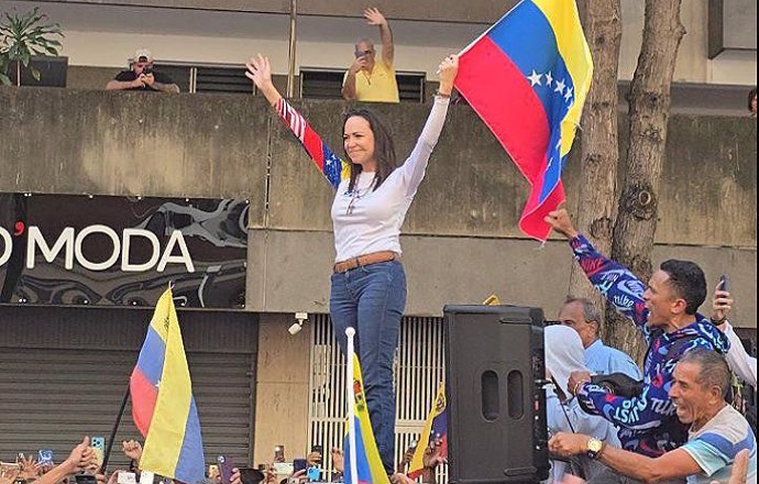 La líder opositora venezolana María Corina Machado en Caracas