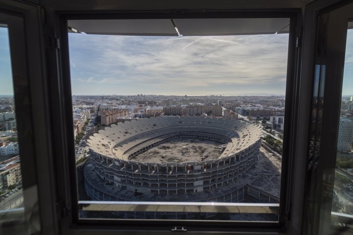 El estadio Nou Mestalla en obras, a 10 de enero de 2025, en València. 