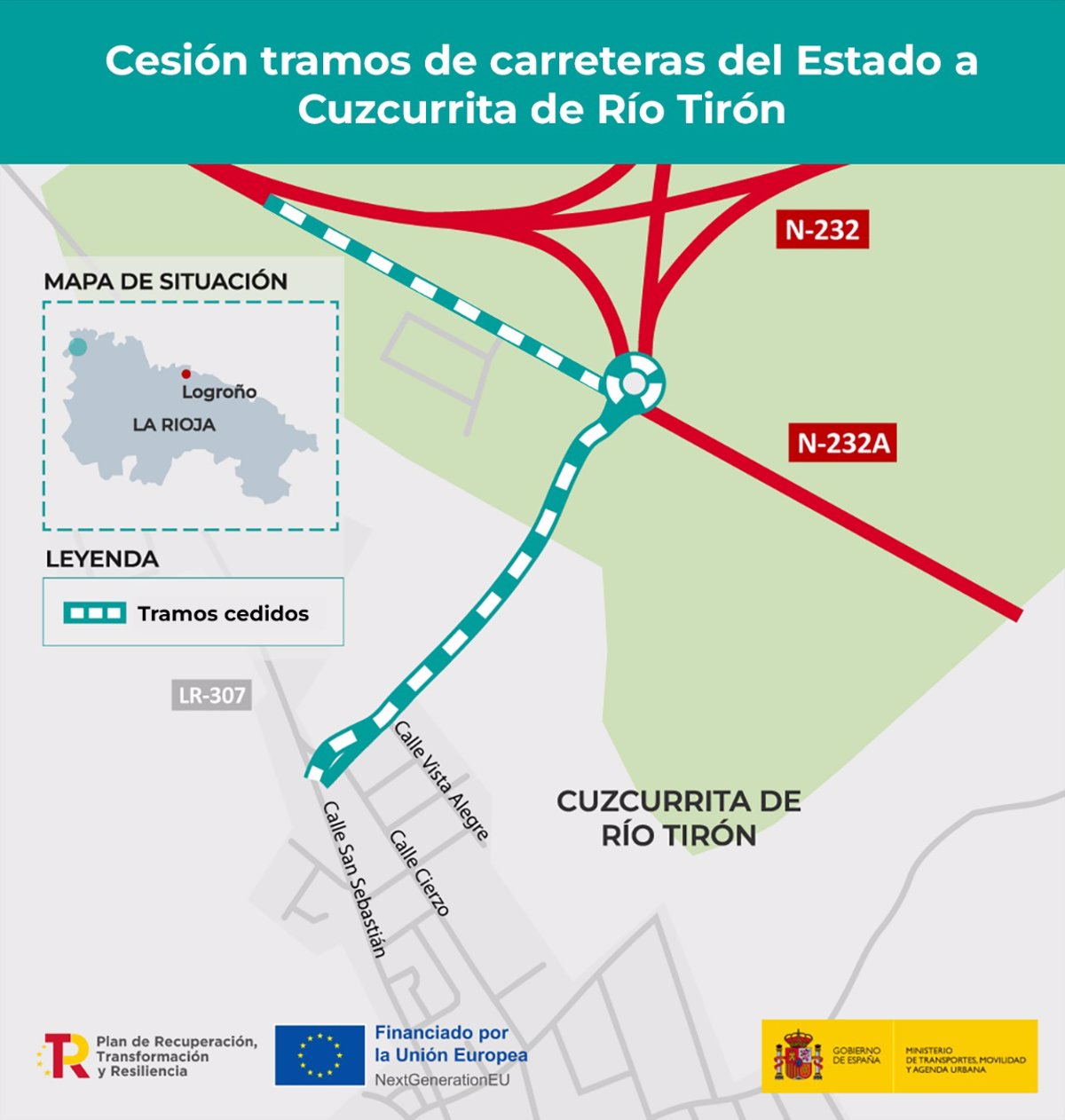 Transportes concluye por 350.000 euros la adecuación al paso de peatones del tramo que conecta la N-232 con Cuzcurrita