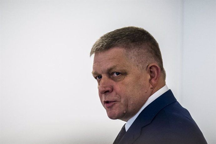 January 9, 2025, Brussels, Bxl, Belgium: Slovak Prime Minister Robert Fico holds a press conference following a meeting with European Commission officials in Brussels, Belgium on 09/01/2025 Fico discusses the impact of the recent halt in Russian gas trans