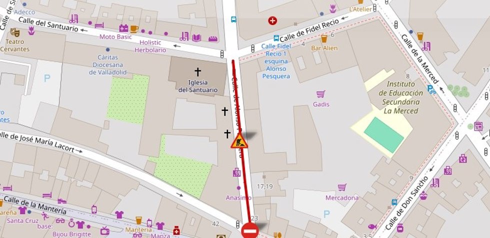 Corte de tráfico en la calle Alonso Pesquera a partir del martes 14 de enero.