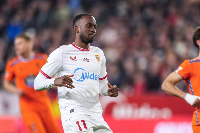 Dodi Lukebakio of Sevilla FC in action during the Spanish league, LaLiga EA Sports, football match played between Sevilla FC and RC Celta de Vigo at Ramon Sanchez-Pizjuan stadium on December 14, 2024, in Sevilla, Spain.