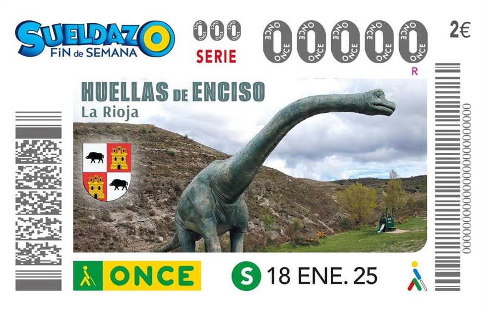 Las 'Huellas de Enciso', tierra de dinosaurios, protagonizan el cupón de la ONCE para el sorteo del 18 de enero