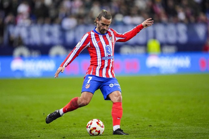 Antoine Griezmann of Atletico de Madrid in action during the Spanish Cup, Copa del Rey, round of 32 football match played between Marbella FC and Atletico de Madrid at La Rosaleda stadium on January 4, 2025, in Malaga, Spain.