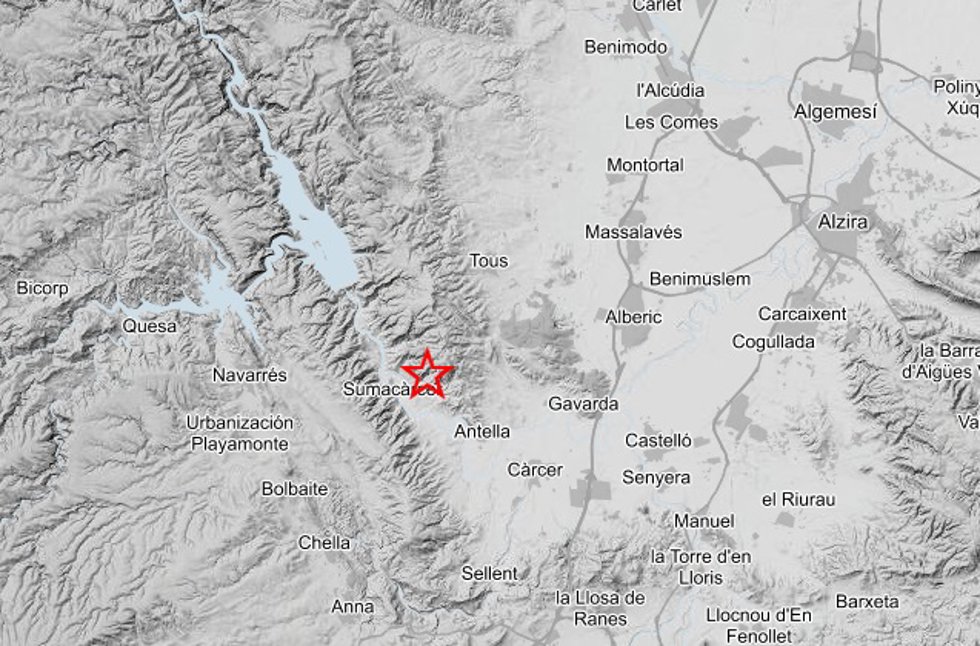 Sumacrcer (Valencia) registra un terremoto de 2,5 grados de magnitud sin incidencias, el segundo en cuatro días