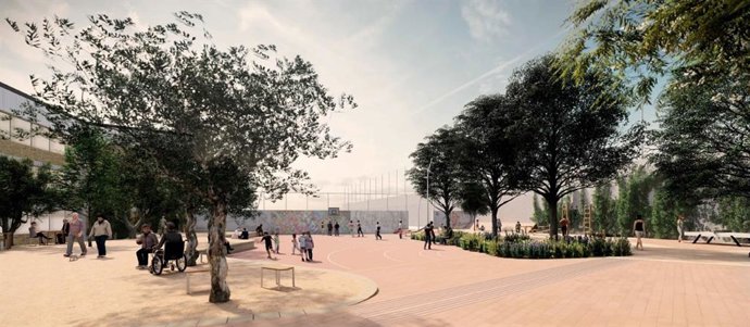 Visualización del proyecto de reforma del entorno de la calle del Molí en el distrito de Nou Barris de Barcelona