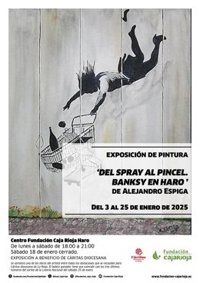 Las pinturas de Alejandro Espiga, que emulan el estilo de Banski, en el Centro Fundación Caja Rioja Haro