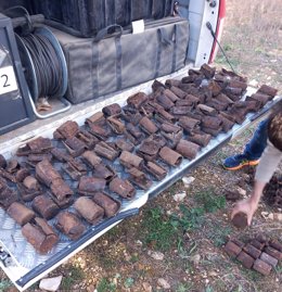 Granadas confeccionadas por la CNT-FAI durante la Guerra Civil, en Pla de Santa Maria (Tarragona)