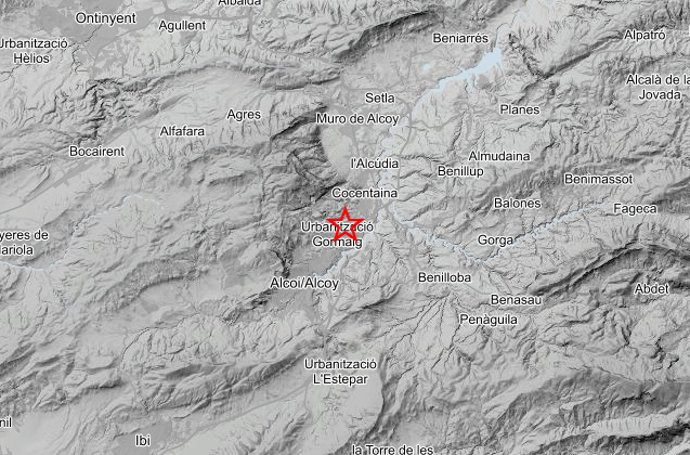 Cocentaina (Alicante) registra un terremoto de 3,2 grados de magnitud