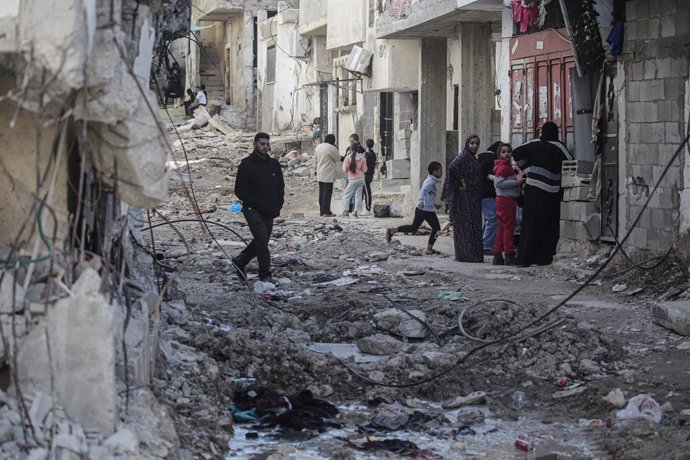 January 9, 2025, Tulkarem, West Bank, Palestinian Territory: Palestinians inspect the damage at Tulkarem refugee camp, near the West Bank city of Tulkarem, January 9, 2025