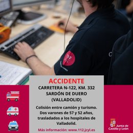 Gráfico elaborado por el 112 con datos del accidente ocurrido en la N-122 en Sardón