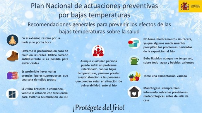 Imagen que muestra las recomendaciones para hacer frente al frío