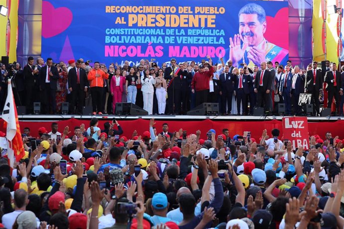 El presidente de Venezuela, Nicolás Maduro, tras su acto de toma de posesión el 10 de enero