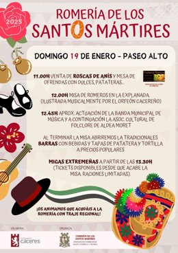 La romería de los Santos Mártires regresa este domingo al Paseo Alto de Cáceres