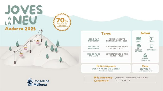 El Consell organiza la segunda edición de 'Joves a la neu', para jóvenes de 21 a 30 años