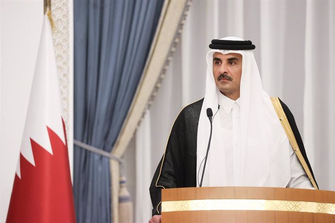 Archivo - El jeque de Qatar, Tamim bin Hamad al Zani