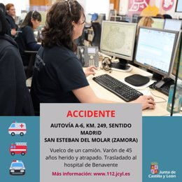 Gráfico elaborado por el 112 con datos del accidente en la A-6 en San Estebal del Molar