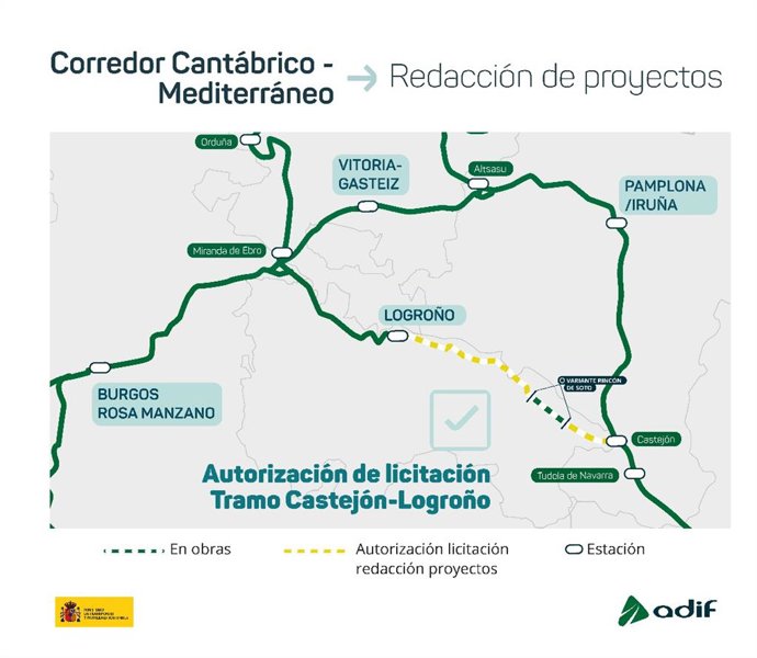 El Gobierno autoriza a licitar por 16,2 millones los proyectos ferroviarios para renovar el tramo Castejón-Logroño
