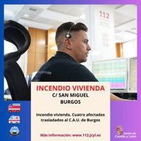 Cuatro intoxicados por humo en el incendio de una vivienda en Burgos