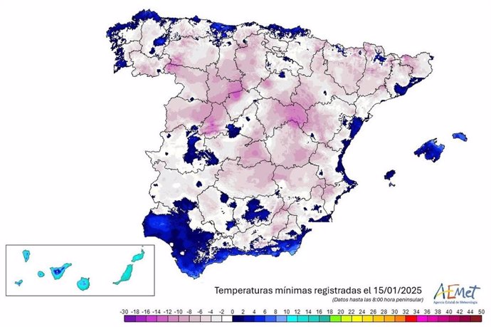 El miércoles amanece con heladas generalizadas y mínimas inferiores a -10ºC en puntos del centro y noroeste peninsular.