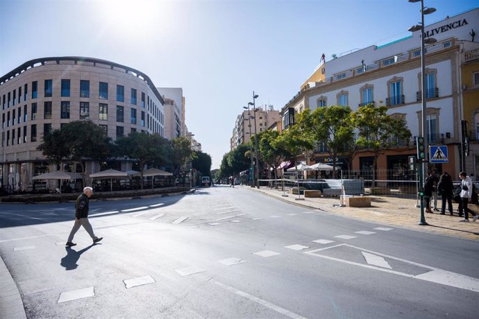 Paseo de Almería visto desde la Puerta de Purchena ante el inicio de las obras de remodelación en enero de 2025.