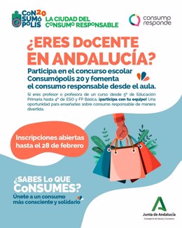 La Junta anima a los centros escolares a participar en el concurso 'Consumópolis' sobre consumo responsable y sostenible.